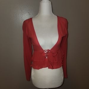 100% silk tie front top